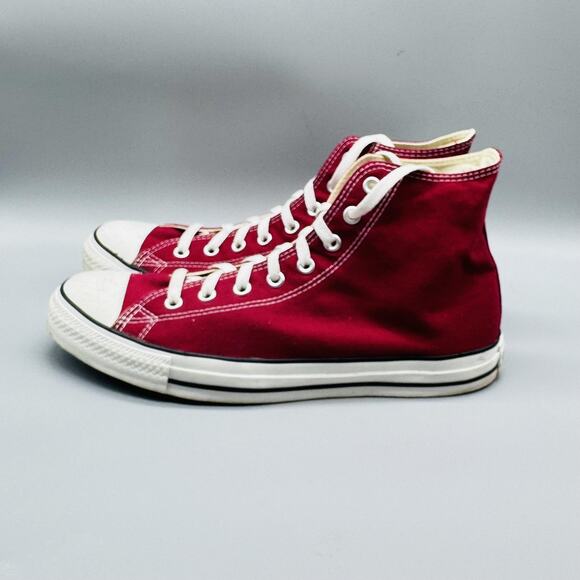 Converse Shoes Mens 11 Red Canvas Chuck Taylor All Star High Top Lace Up Sneaker - Picture 5 of 12